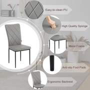 Chair - Dining Room Chairs - Set of 4 Leather Dining Room Chairs - Ergonomic - Metal Legs - High Backrest - Comfortable &amp; Stable - For Kitchen - Dining Room - 42x94.5x 59cm - Gray Leather