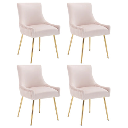 Eetkamerstoel – Stoel – Dining Chair – Velours Stoel – Set Van 4 - Gewatteerde Stoel – Metalen Pootjes – Ergonomisch Ontwerp - Roze