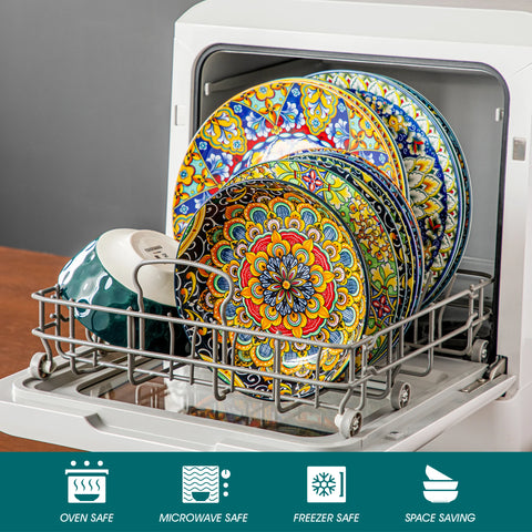 Tableware - Tableware set - 48 pieces - Ceramic - Stoneware - With dinner/dessert plate - Breakfast cereals - Pasta bowl - Bohemian style