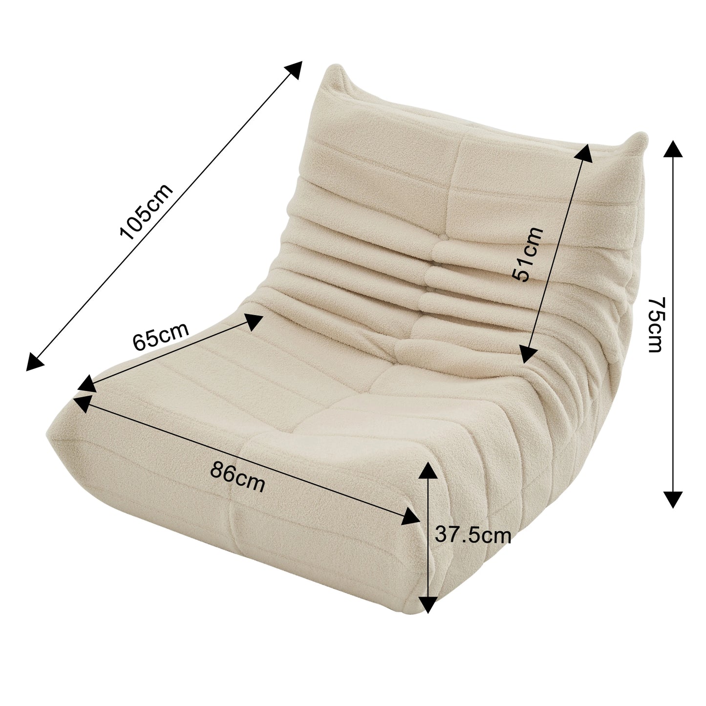 Slot Couch Floor Couch, Single Seat Armchair pouf mousse Couch for adult, Living Room, bedroom, Balcony