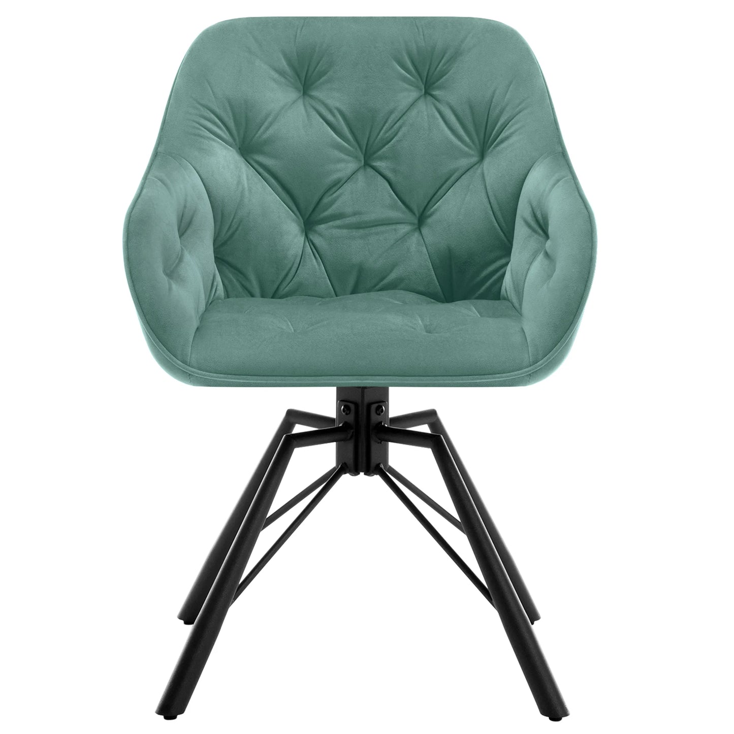 Draaibare Eetkamerstoelen – Set van 2 - Eetstoel – Bureaustoel – Leesstoel – Comfortstoel – Ergonomisch Design – 360° Draaibaar - Fluweel - Turkoois