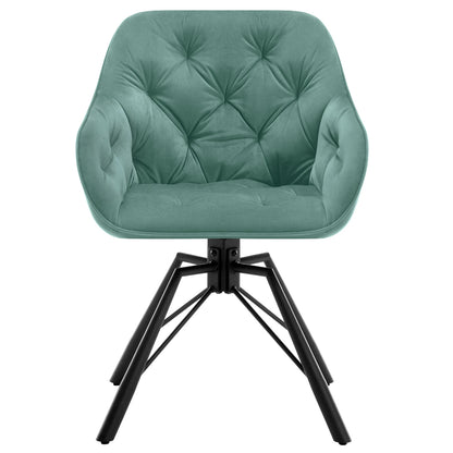 Draaibare Eetkamerstoelen – Set van 2 - Eetstoel – Bureaustoel – Leesstoel – Comfortstoel – Ergonomisch Design – 360° Draaibaar - Fluweel - Turkoois