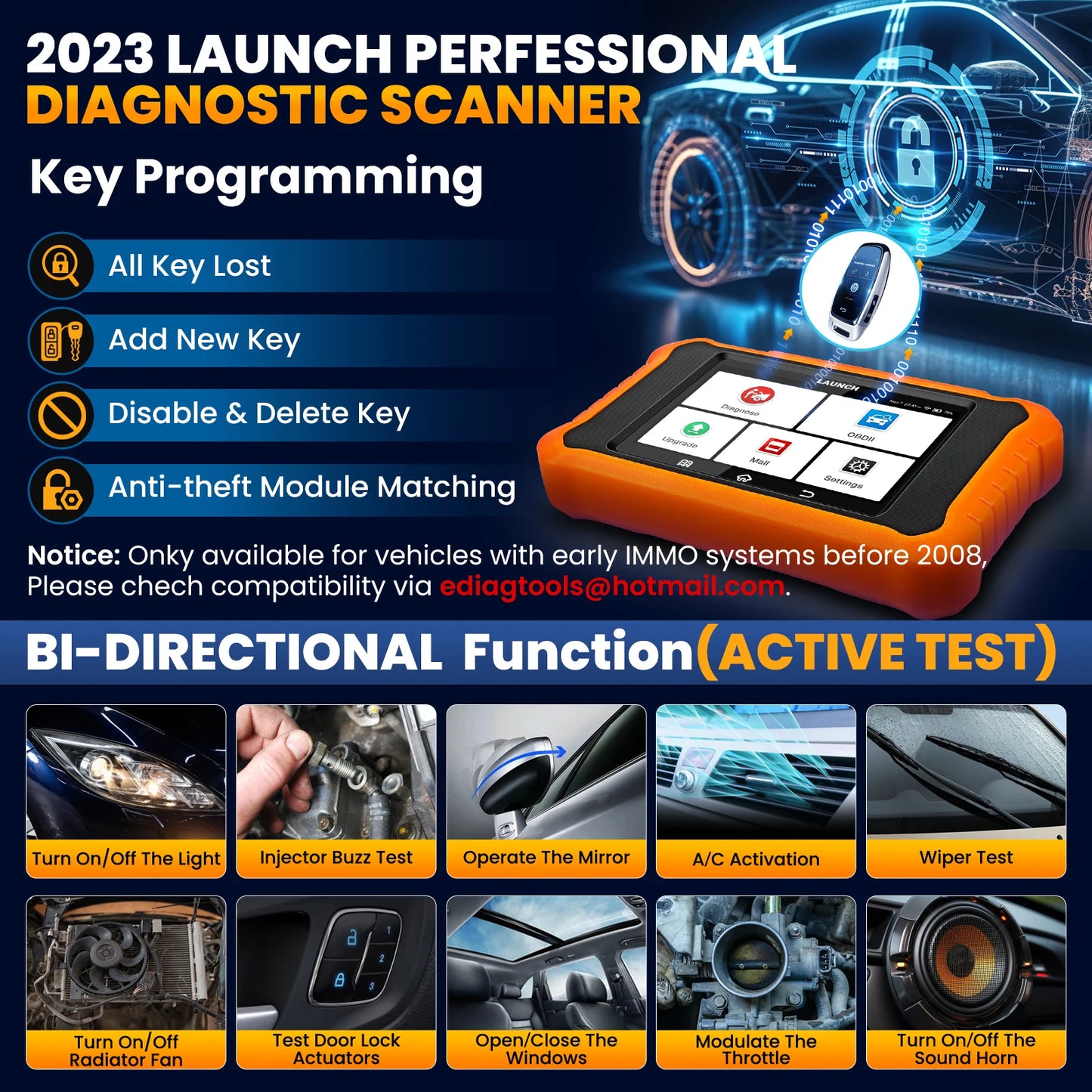 OBD Scanner - OBD2 - Auto Scanner - Auto uitlezen - Diagnose Apparatuur voor Auto's - Bi-Directioneel Diagnosetool - Alle Diensten - ECU Codering - Automatische Diagnose - Reset Functies - Voor Benz
