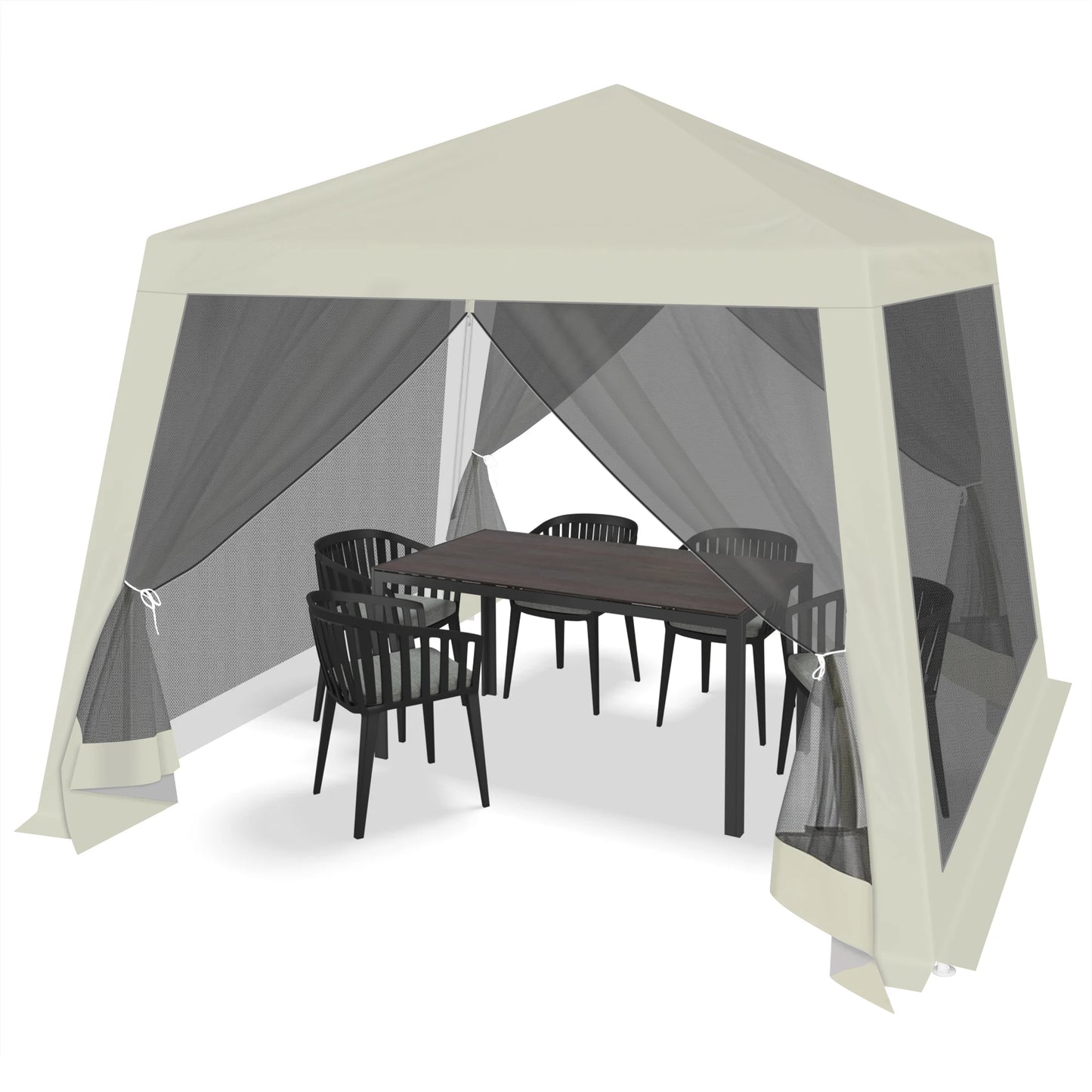 Tuinpaviljoen - met Muskietennet – Partytent - 3x3m - Kap - Waterdichte - Partytent - met Gaaswanden – Pergola voor Terras - Tuin of Feestjes Buiten - Beige