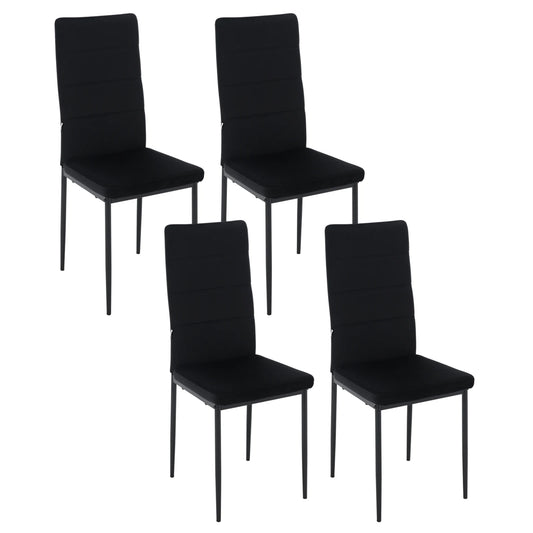 Stoel -Eetkamerstoelen - Eetkamerstoelen set van 4 - Moderne eetkamerstoel met hoge rugleuning - Fluwelen stoel - 150kg -  Leertje zwart