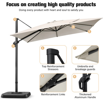 Zweefparasol – Hangparasols – Verstelbare Parasol – Aluminium Parasol – 3×3 Meter – 360° Draaibaar – UV- En Waterbestendig - Wijnrood