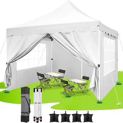 Partytent – Pop-Up Luifel – Tent – Zonnescherm – Schaduwdoek – UV-Bescherming – Waterbestendig – Verstelbaar Frame - 3 x3 Meter - Wit