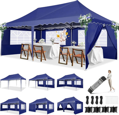 Partytent – Tuinpaviljoen – Evenemententent – Overkapping – 3x6 Meter – Staalframe – Waterdicht Met Zijwanden - Marineblauw