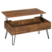 Verstelbare Salontafel met Opbergruimte – Industrieel Koffietafel – Lifting Table – Vintage Houtlook &amp; Zwart Metaal – Woonkamer &amp; Kantoor