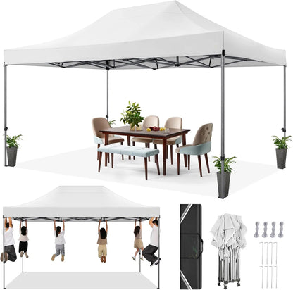 Tuinpaviljoen - Pop-Up Luifel – Luifeltent – Schaduwdoek – Terrasluifel – 3x4,5 Meter – Waterdicht Polyester – Stalen Frame - Wit