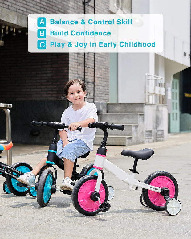 Peuter Oefenfiets - Kinderfiets - Loopfiets - Zijwieltjes - Unisex - 2-6 Jaar oud