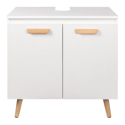 Wastafelmeubel 60x40x60,5 cm – Badkamerkast Onder Wastafel met Uitsparing – Wastafel Onderkast – Compact & Modern Design – Opbergruimte voor Badkamer - Witte
