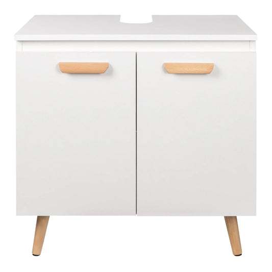 Wastafelmeubel 60x40x60,5 cm – Badkamerkast Onder Wastafel met Uitsparing – Wastafel Onderkast – Compact & Modern Design – Opbergruimte voor Badkamer - Witte