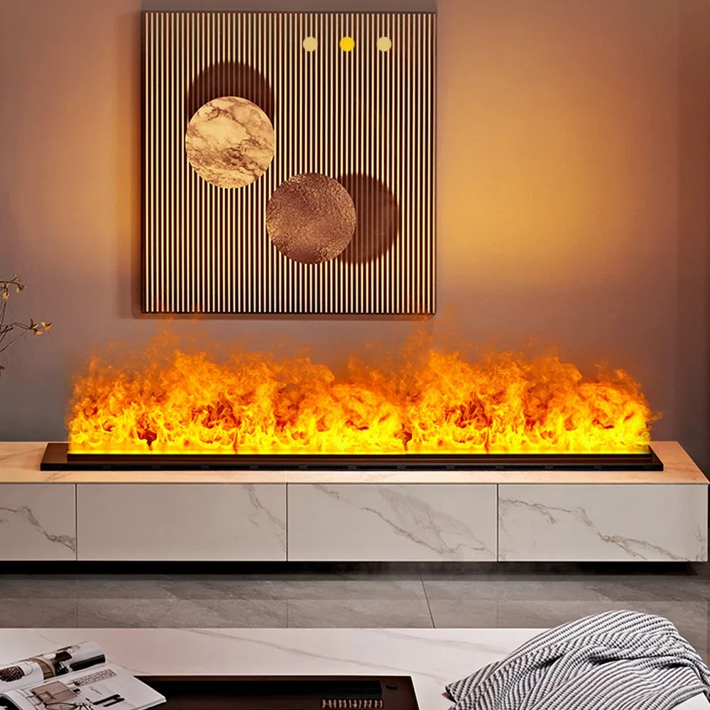 Intelligent modern built-in fireplace, water vapor fireplace humidifier, realistic 3D color flame, air purification function,