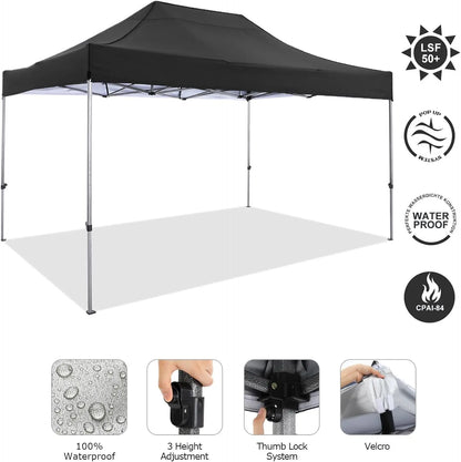 Tuinpaviljoen - Pop-Up Luifel – Luifeltent – Schaduwdoek – Terrasluifel – 3x4,5 Meter – Waterdicht Polyester – Stalen Frame - Zwart