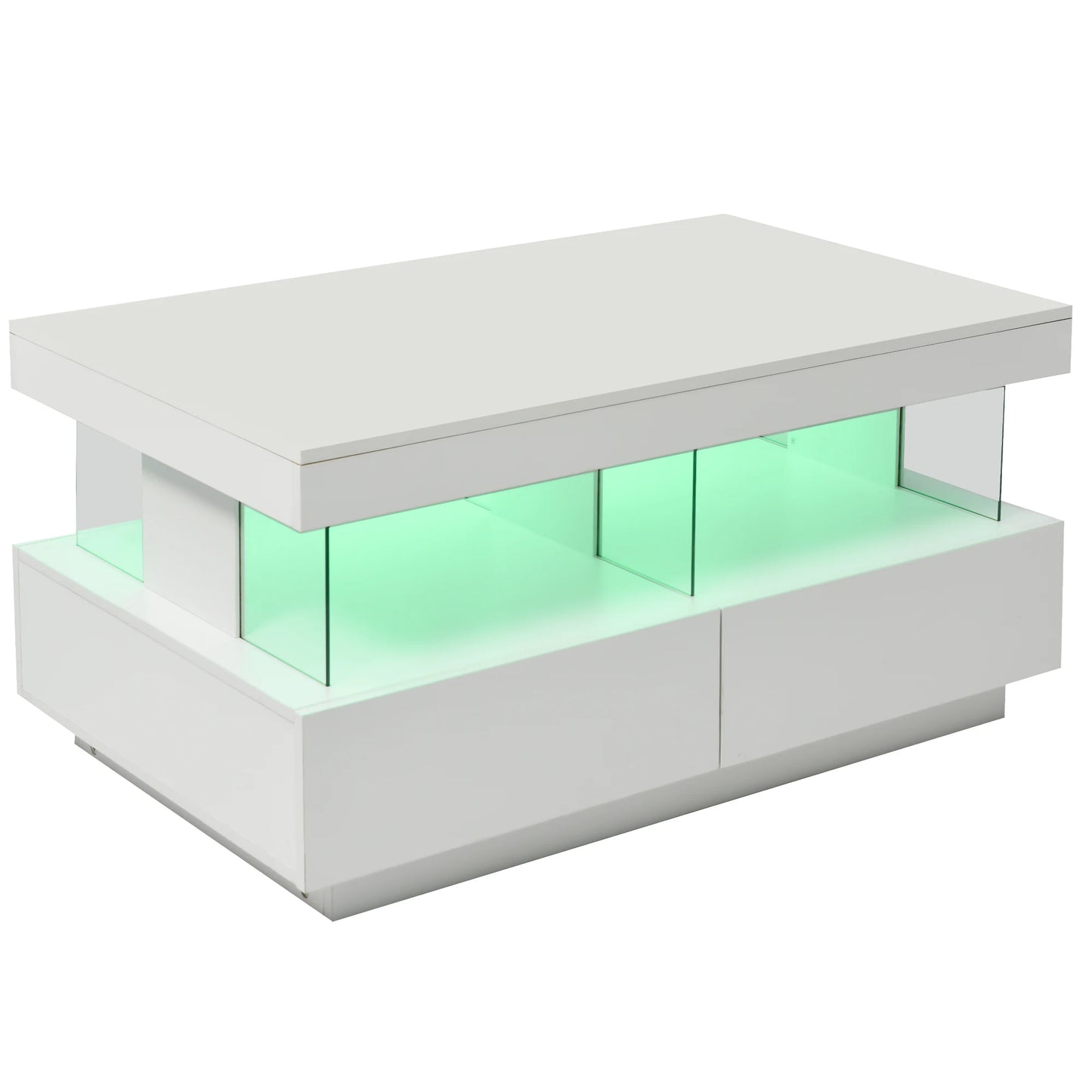 Salontafel – Bijzettafel – Koffietafel – Lage Tafel – Woonkamertafel – Hoogglans Wit – LED-Verlichting – USB-Aansluiting - 100 x 60 x 49.5 cm