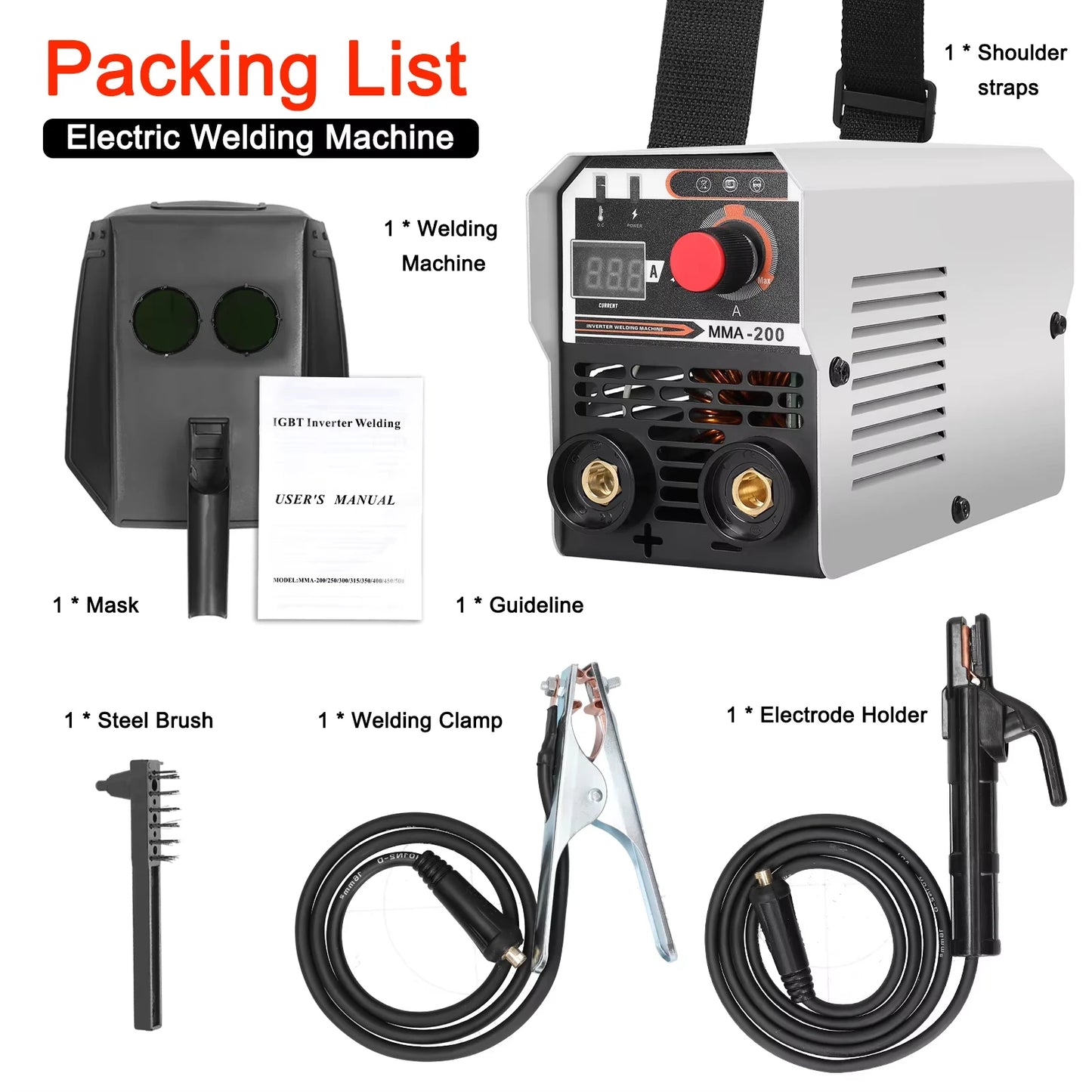 Lasmachine - Elektrische Lasser - Lasapparaat -  Krachtig - IGBT - Handmatig - Gasbeschermd - 2 in 1 - MMA-200 - Zwart