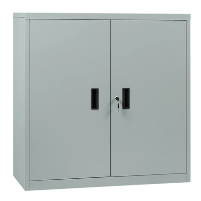 Metalen Archiefkast - met Slot – Kantoor - Garage - Muur - Verstelbare Legplank - voor Documenten - Printer - Gereedschap – 90x92x40cm – Grijs