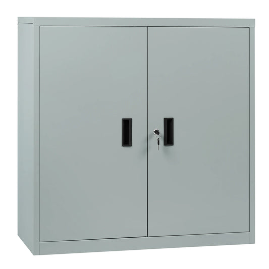 Metalen Archiefkast - met Slot – Kantoor - Garage - Muur - Verstelbare Legplank - voor Documenten - Printer - Gereedschap – 90x92x40cm – Grijs