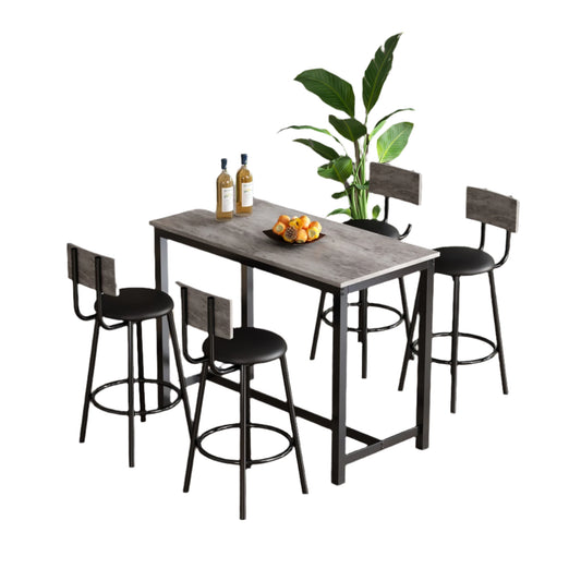 Eettafelset – Eethoek – Stoelen Met Tafel – Compacte Eetkamer – Velvet Bekleding – Metalen Pooten – 120x60 cm