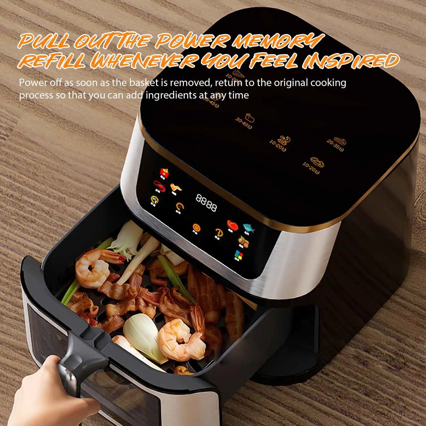 Heteluchtfriteuse – Airfryer - Airfryer Oven - 12L - 2000W - Touch Display - Airfryer Zonder Olie - Kijkvenster - RVS - Hoge Temperatuur - Zwart