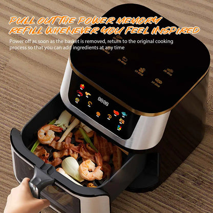 Heteluchtfriteuse – Airfryer - Airfryer Oven - 12L - 2000W - Touch Display - Airfryer Zonder Olie - Kijkvenster - RVS - Hoge Temperatuur - Zwart