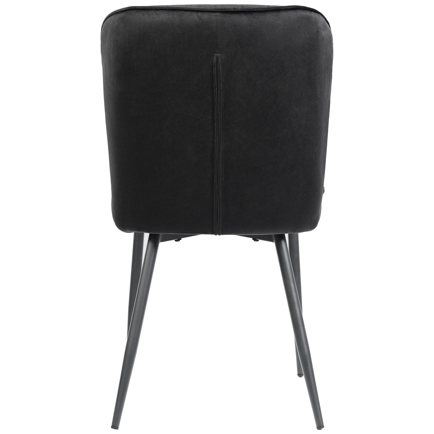 Eetkamerstoel – Set van 4 - Stoel Voor Eetkamer – Bureaustoel – Extra Zitplaats – Metalen Frame – Fluwelen Bekleding – Hoge Dichtheid Schuim - Zwart