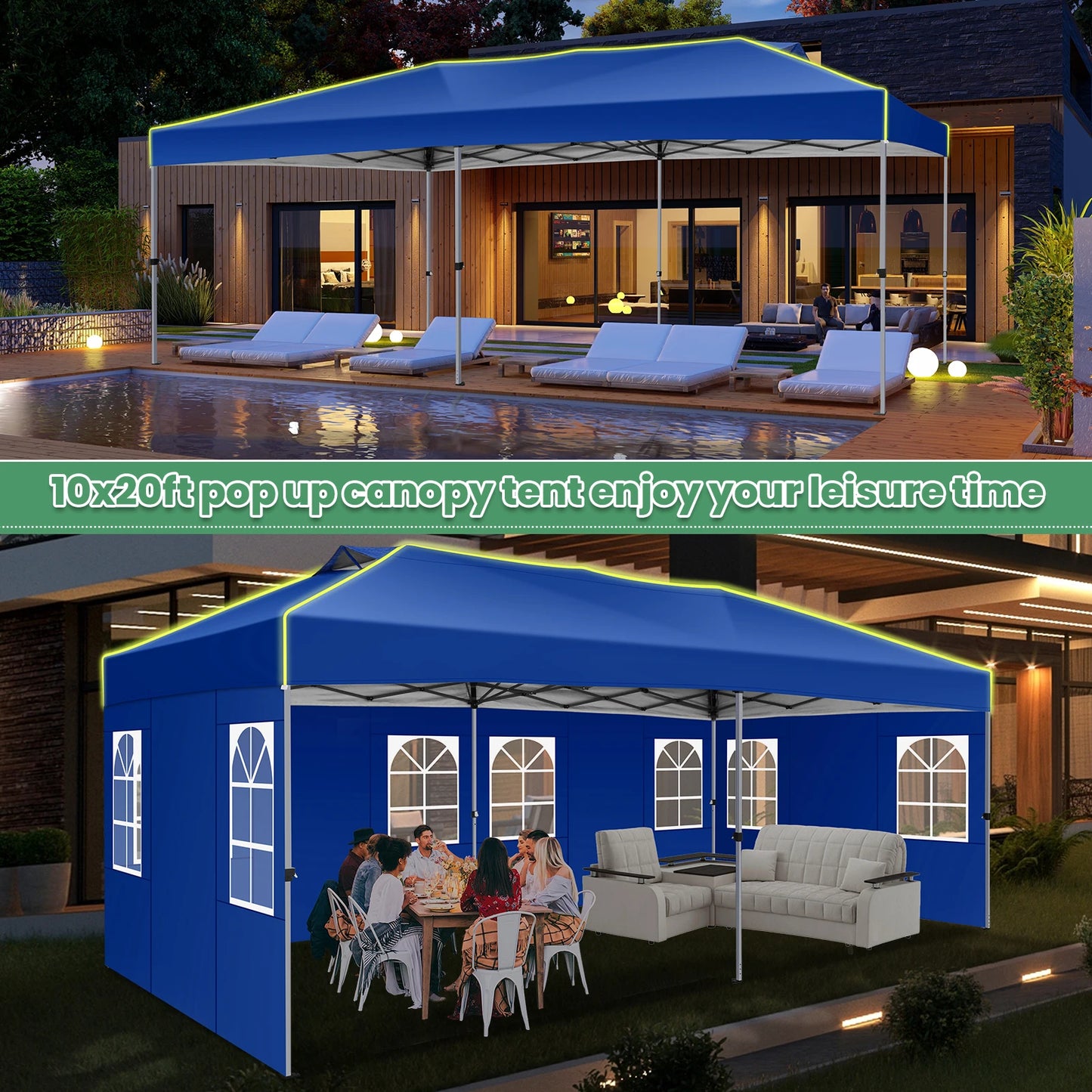 Partytent – Opvouwbare Tent – Buiten Tent – Tuin Tent – 3x6 Meter – Waterdicht – UV-Bestendig - Blauw