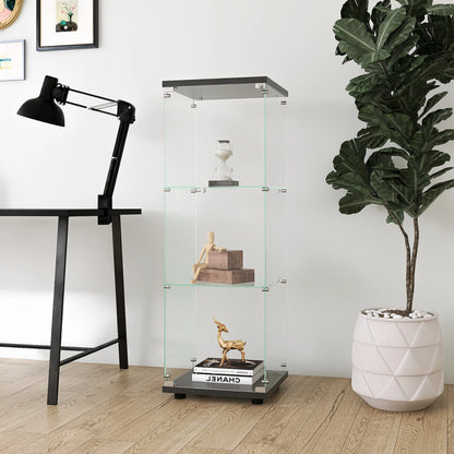 Comanlai 3 Layers Glass Display Cabinet, Modern Display Case with Door for Collectibles Books,Cabinet Standing for Living Room