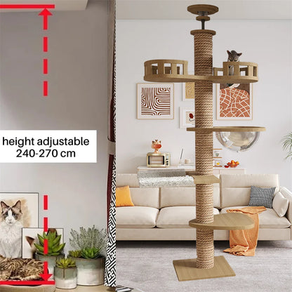 Katten Klimboom - van Hout - Kitten Krabpaal - Katten Klimmuur - Sisal Krabpalen - Krabpaal - Kattenboom - Arbre a Chat - Hangmat & Speeltjes - met 4 Verdiepingen - Typ A