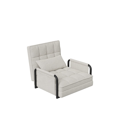 Zitzakbed – Zitzakstoel – Vloerbed – Slaapbank – Bank – Opvouwbaar – Verstelbare Rugleuning – Zijzakken – Beige