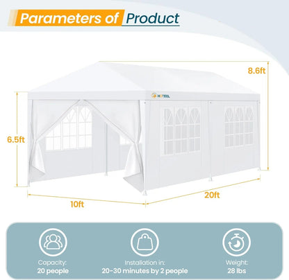 Paviljoen - Tuinpaviljoen - Partytent - Tuintent - Pop-up Kliksysteem - Stabiel - Opvouwbaar - Waterdicht - Winterbestendig - 50+UV-Bescherming - voor Tuin - Buiten - Achtertuin - 3 x 6 m - Wit