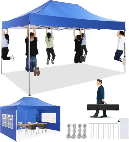 Partytent – Markttent – Tuinfeest Tent – Vouwtent – Inklapbare Tent – Waterdicht Oxford Doek – Verstelbaar Staal Frame - Donkerblauw