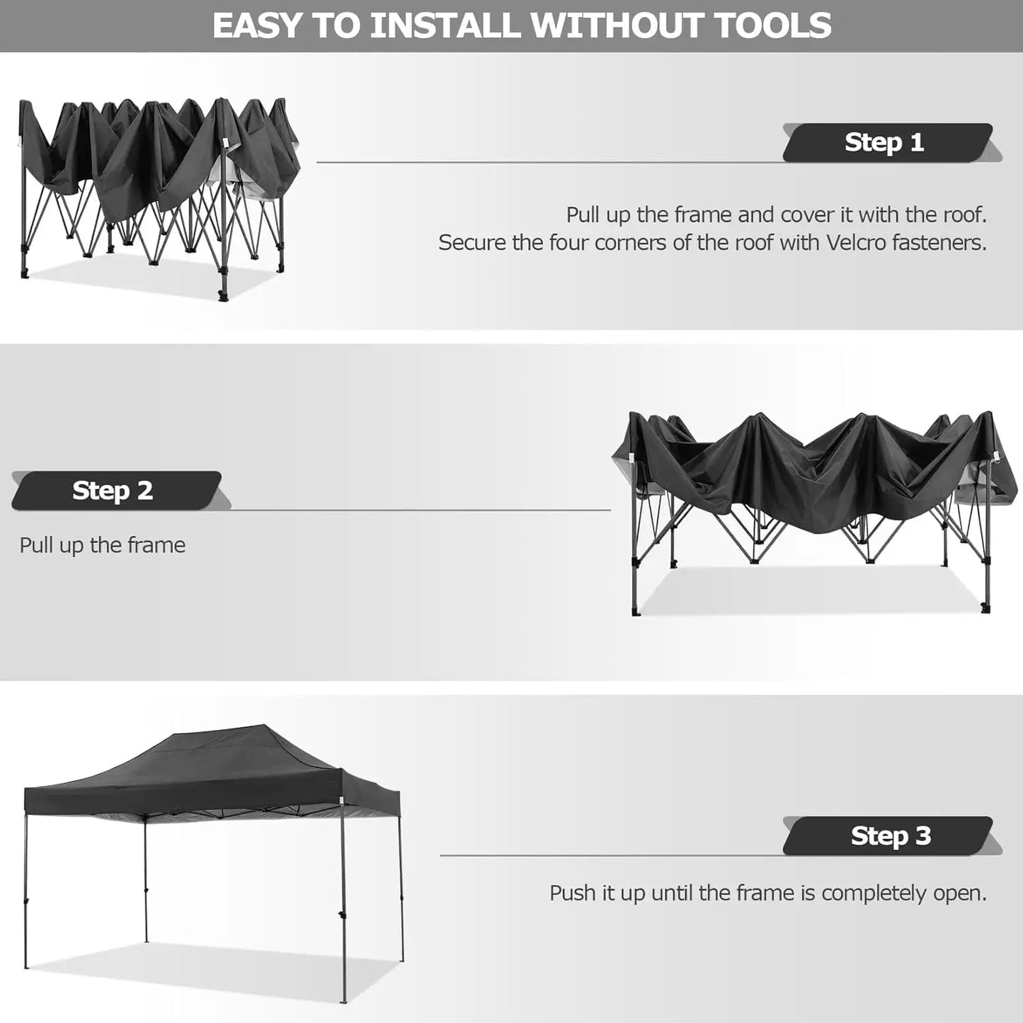 Tuinpaviljoen - Pop-Up Luifel – Luifeltent – Schaduwdoek – Terrasluifel – 3x4,5 Meter – Waterdicht Polyester – Stalen Frame - Zwart