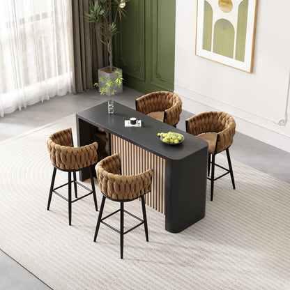 Eetkamerstoelen – Set van 4 - Velours Stoelen – Woonkamerstoelen – Velours Stoel – Metalen Poot – Draagvermogen 150 Kg – Warme Bruintint
