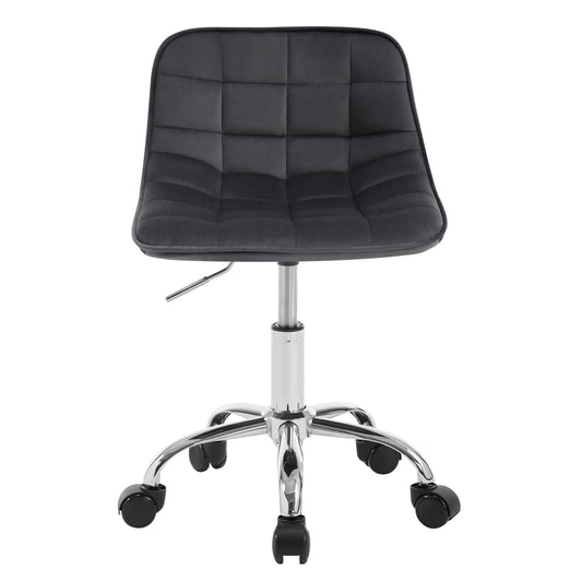 Stoel - Bureaustoel - Eetkamerstoelen - Verstelbare Hoogte - Comfortabele - Rugleuning - 360° Rotatie - Kantoor - Make-up - Donkergrijs Fluweel - QUORE