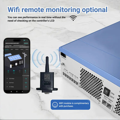 Solar Inverter – Zonne-Omvormer – MPPT Laadregelaar – 12V - 60A - 2000W Omvormer – WiFi Monitoring – Pure Sinusgolf Uitgang