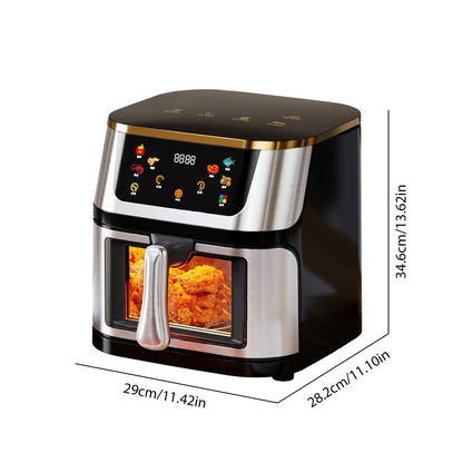 Heteluchtfriteuse – Airfryer - Airfryer Oven - 8L - 1400W - Airfryer Zonder Olie - LED Touchscreen - Kijkvenster - RVS - Hoge Temperatuur - Zwart