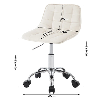 Stoel - Bureaustoel - Eetkamerstoelen - Verstelbare Hoogte - Comfortabele - Rugleuning - 360° Rotatie - Kantoor - Make-up - Crème Fluweel