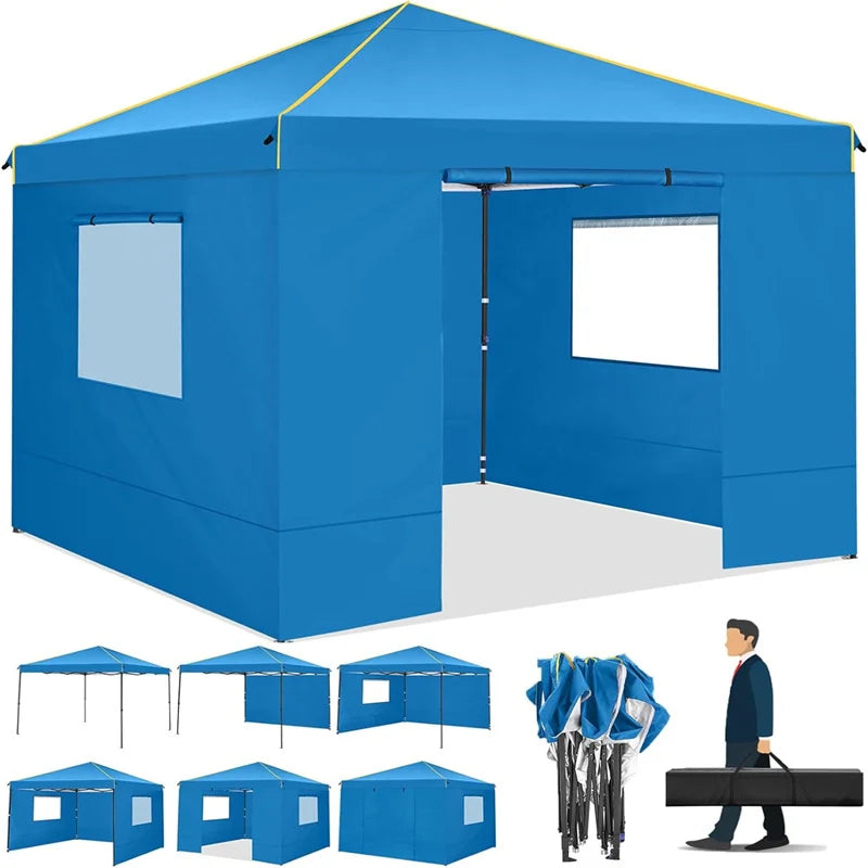 Opvouwbare Luifeltent – Tuin Tent – Partytent – Schaduwdoek – 3x3 Meter – Waterdicht Oxford Doek – Verstelbare Zijwanden - Blauw