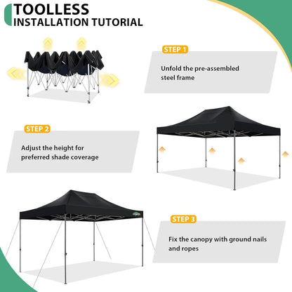 Partytent – Tuinpaviljoen – Overkapping – Tent – Waterdicht – 3 X 4,5 Meter – UV-Bescherming 50+ - Zwart