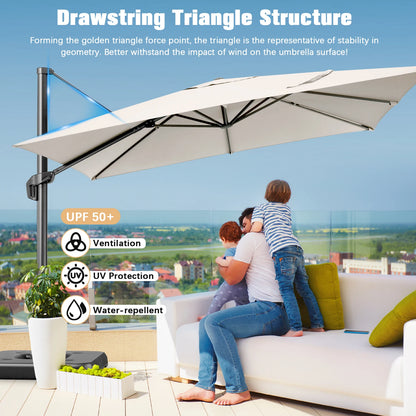 Zweefparasol – Hangparasols – Verstelbare Parasol – Aluminium Parasol – 3×3 Meter – 360° Draaibaar – UV- En Waterbestendig - Wijnrood