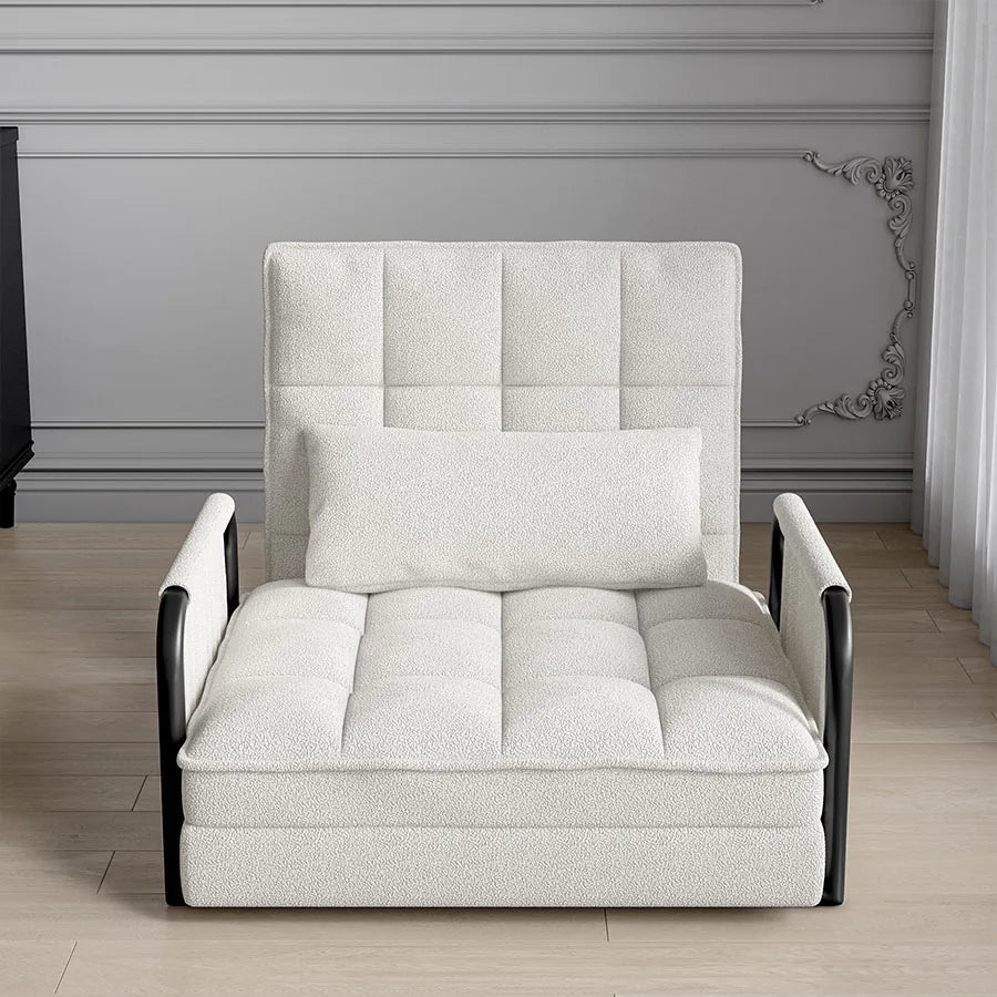 Zitzakbed – Zitzakstoel – Vloerbed – Slaapbank – Bank – Opvouwbaar – Verstelbare Rugleuning – Zijzakken – Beige