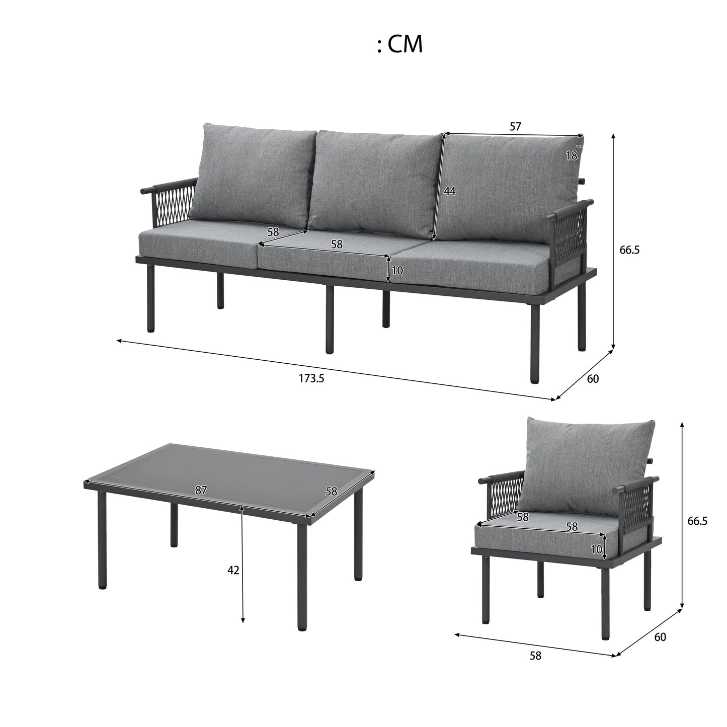 Loungeset – Tuinset – Buitenmeubelen – Zithoek – Weerbestendige Kussens – Verzinkt Stalen Frame