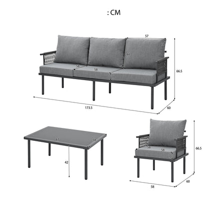 Loungeset – Tuinset – Buitenmeubelen – Zithoek – Weerbestendige Kussens – Verzinkt Stalen Frame