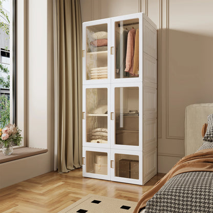 Rosahqnda Foldable closet Bedroom Wardrobe Wardrobes with Garment Rack Portable Multipurpose Cabinet storage