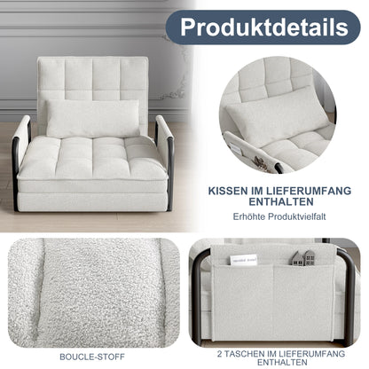Zitzakbed – Zitzakstoel – Vloerbed – Slaapbank – Bank – Opvouwbaar – Verstelbare Rugleuning – Zijzakken – Beige