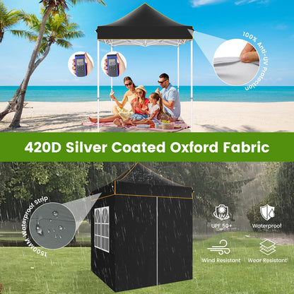 Partytent –  Pop-Up Luifel – Zonnescherm – Overkapping – Tuinpaviljoen – Waterdicht Oxford Doek – Verstelbare Hoogte - 2 x 2 Meter - Zwart