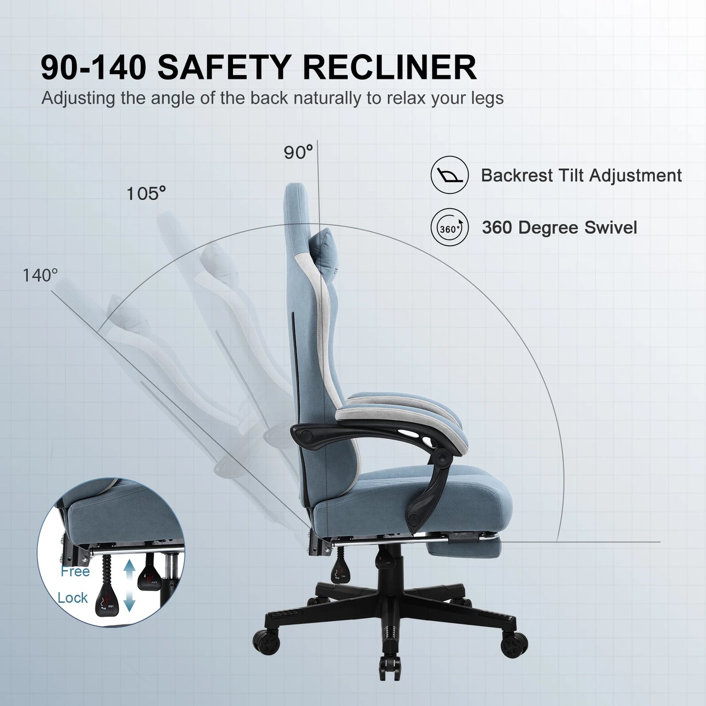 Gamestoel – Gaming Stoel – Bureaustoel – Game Stoel – Gaming Chair – Verstelbare Zithoogte – 360° Draaibaar Met Zwenkwielen
