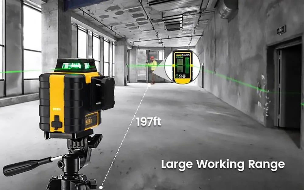 Zelfnivellerende Laser – Laserlijnmeter – Laser Waterpas – Meetlaser – 3x 360° Lijnen – Groen Licht – IP54 Spatwaterdicht – 18 Uur Batterijduur
